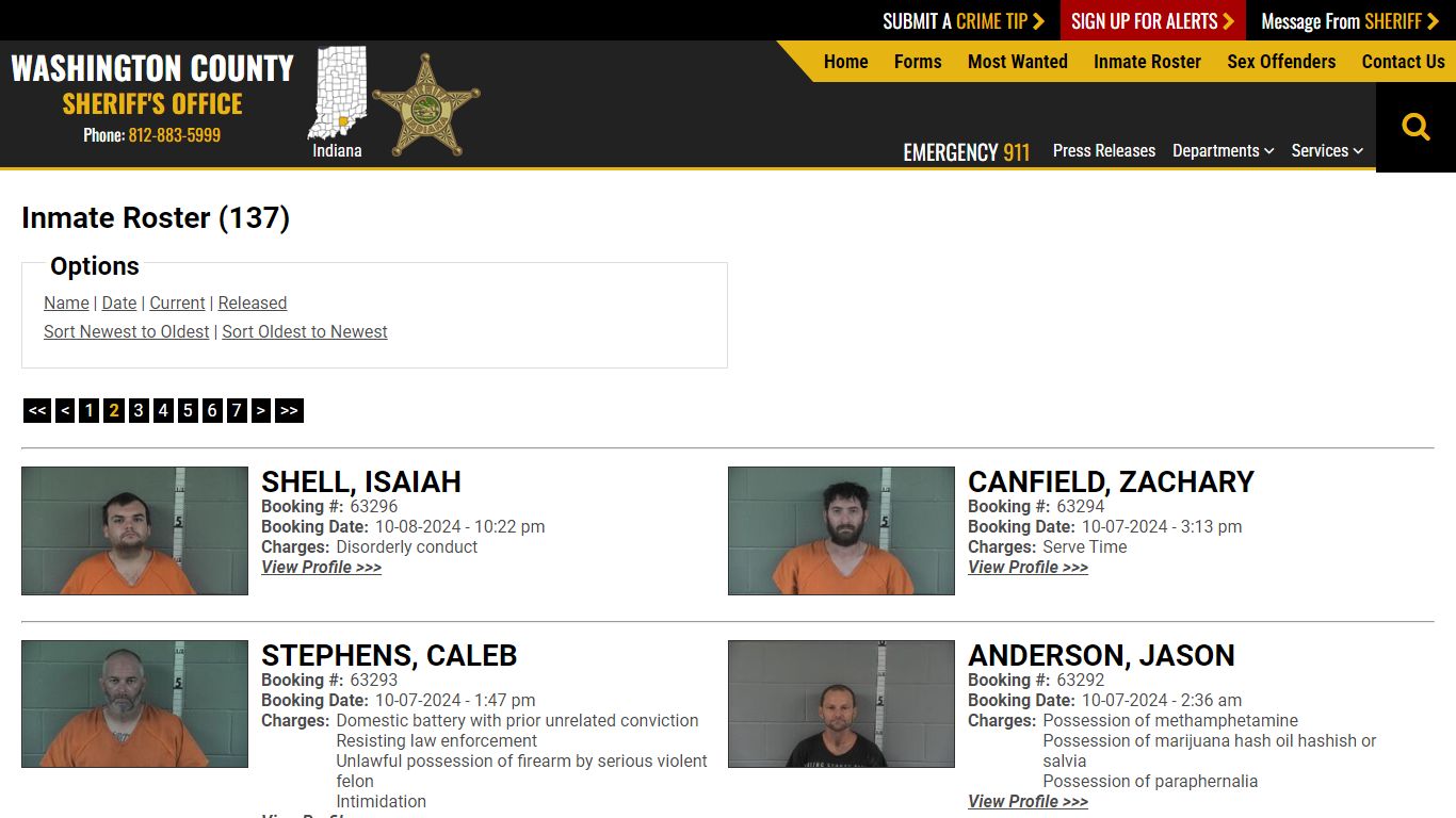 Inmate Roster (135) - Washington County IN Sheriff